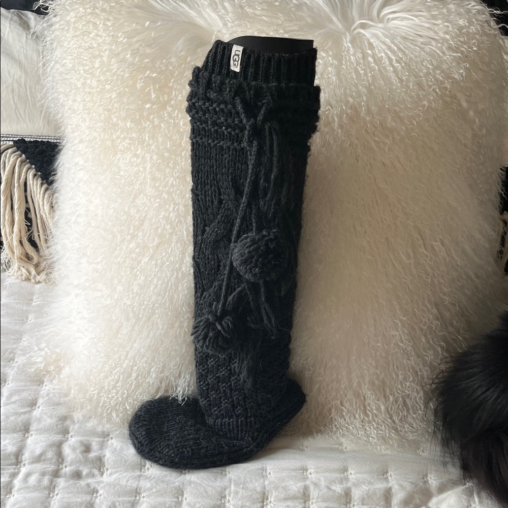 Ugg Cozy Black Knit Stocking Slippers